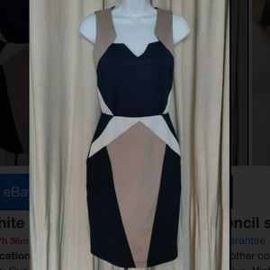 💕HOST PICK💕 VENUS Navy, Cream, White Dress